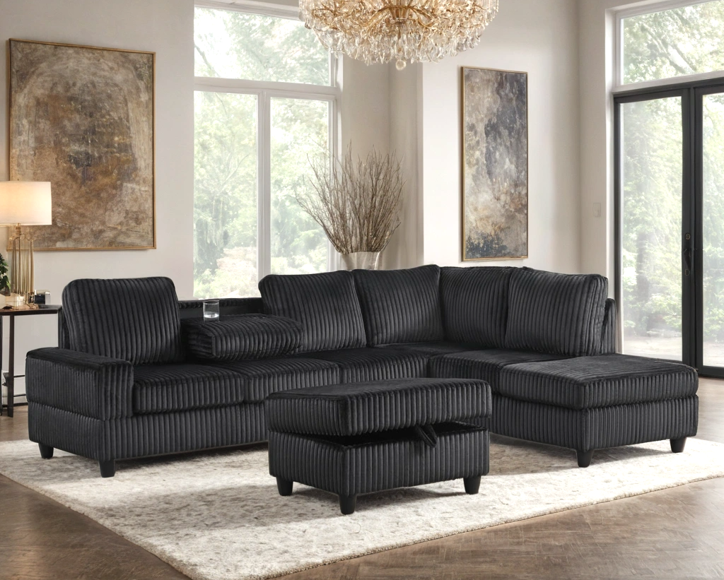 48Heights Reversible Sectional + Ottoman