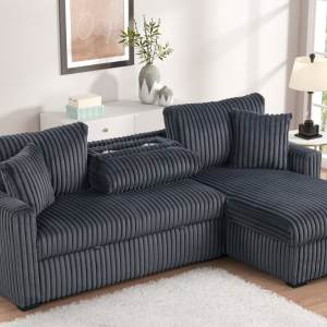 Aria Charcoal Sectional With Pull-Out Bed & Storage Chaise - Image 1