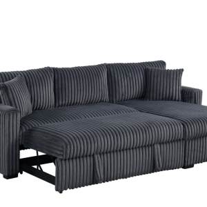 Aria Charcoal Sectional With Pull-Out Bed & Storage Chaise - Image 2