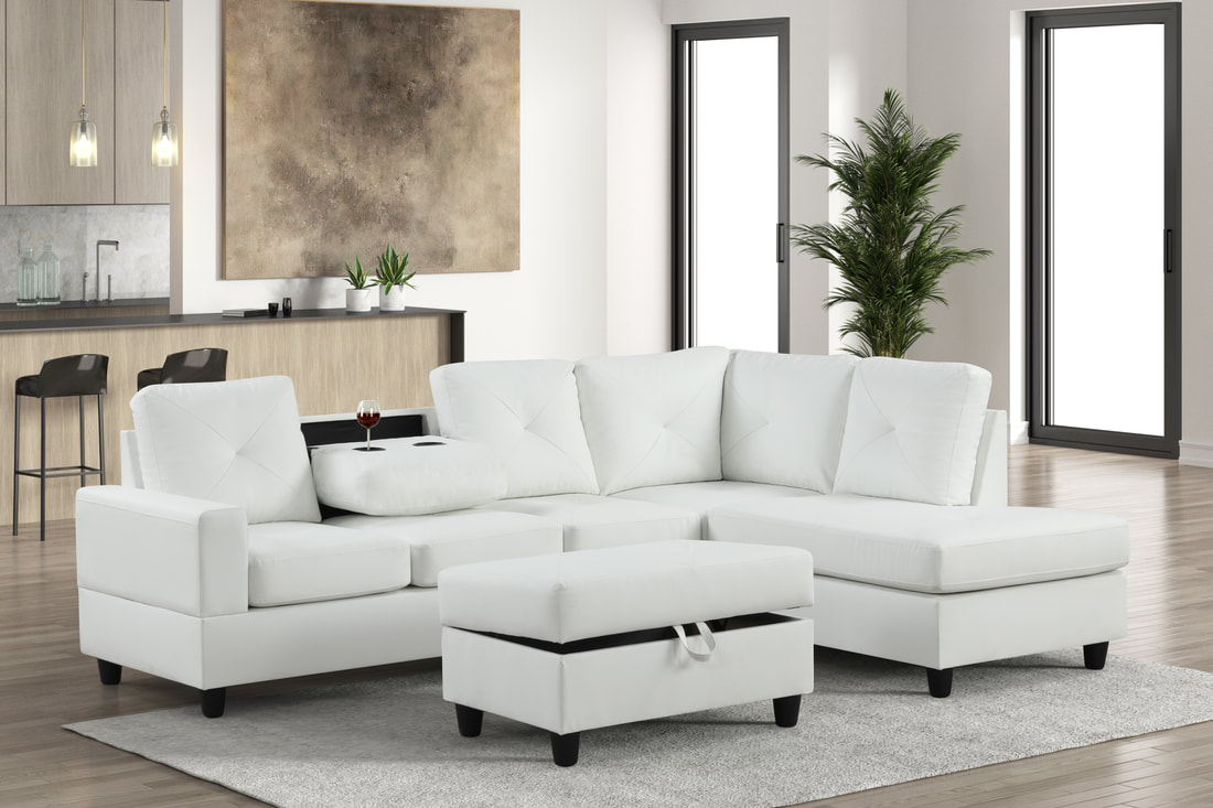 Rocket White PU Reversible Sectional - Image 1